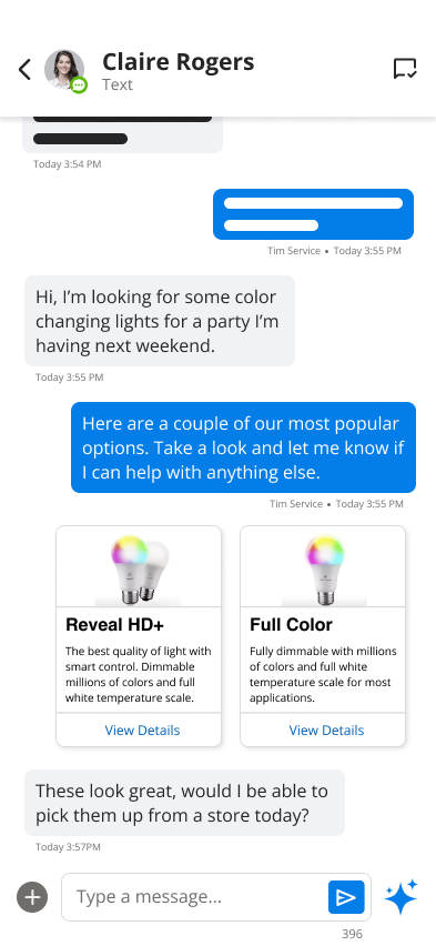 AI icon highlighted when a suggestion is available