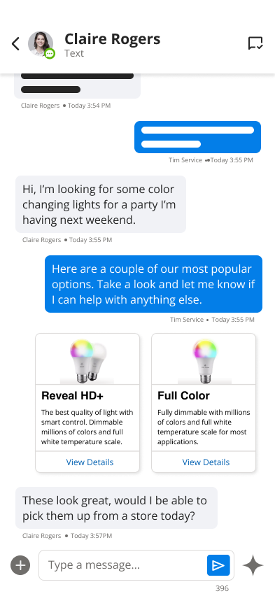 Conversation with product recommendations